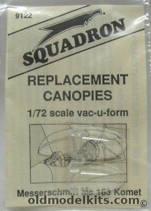Squadron 1/72 (2) Me-163 Komet Replacement Canopies, 9122 plastic model kit